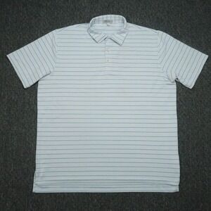Peter Millar Shirt Mens Extra Large White Blue Summer Comfort‎ Short Sleeve Polo